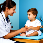 A gentle, fully clothed parent in modest attire, tenderly observing their young child, who is sitting calmly on their lap. The parent's expression conveys attentive care and a hint of concern. A softly lit, warm and inviting pediatric examination room or a cozy home living room, suggesting a safe and supportive atmosphere. Medical equipment (e.g., a stethoscope on a nearby table, not actively used) is subtly present in the background, hinting at medical observation. The child is dressed in comfortable, appropriate attire. Professional photography, perfect anatomy, correct proportions, natural pose, well-formed hands, proper finger count, natural body proportions, soft focus, high detail, realistic lighting. safe for work, appropriate content, fully clothed, family-friendly, modest clothing.